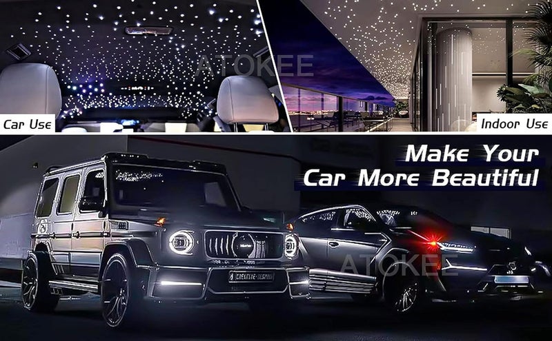 ATOKEE Store 16W Twinkle 550pcs Starlight Headliner Kit, 0.03in/0.75mm 9.8ft/3m Small Size Fiber Optic Car Star Roof Lights with Bluetooth APP/Remote Control - Image 5